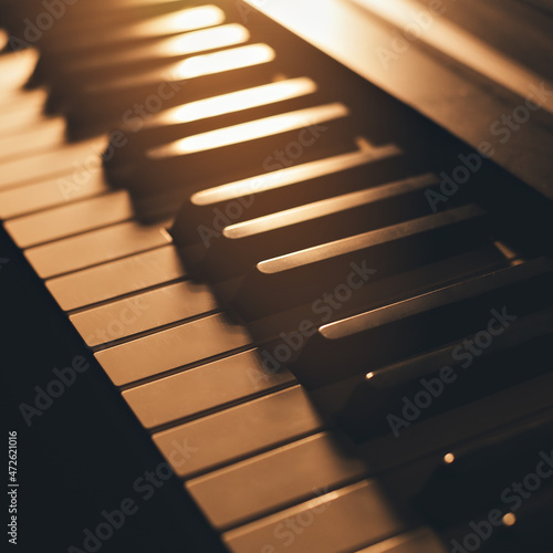 Wallpaper Mural Piano keys close-up. Stylish tinted image. Background. Learning to play musical instrument. Torontodigital.ca