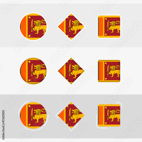 Sri Lanka flag icons set, vector flag of Sri Lanka.