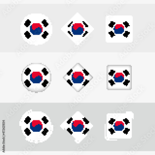 South Korea flag icons set, vector flag of South Korea.