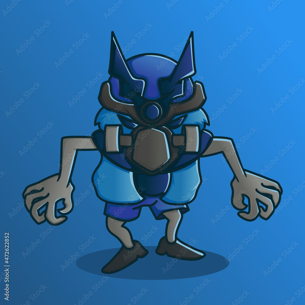 cool blue goblin mascot character design using a mask cool blue goblin mascot character design using a mask