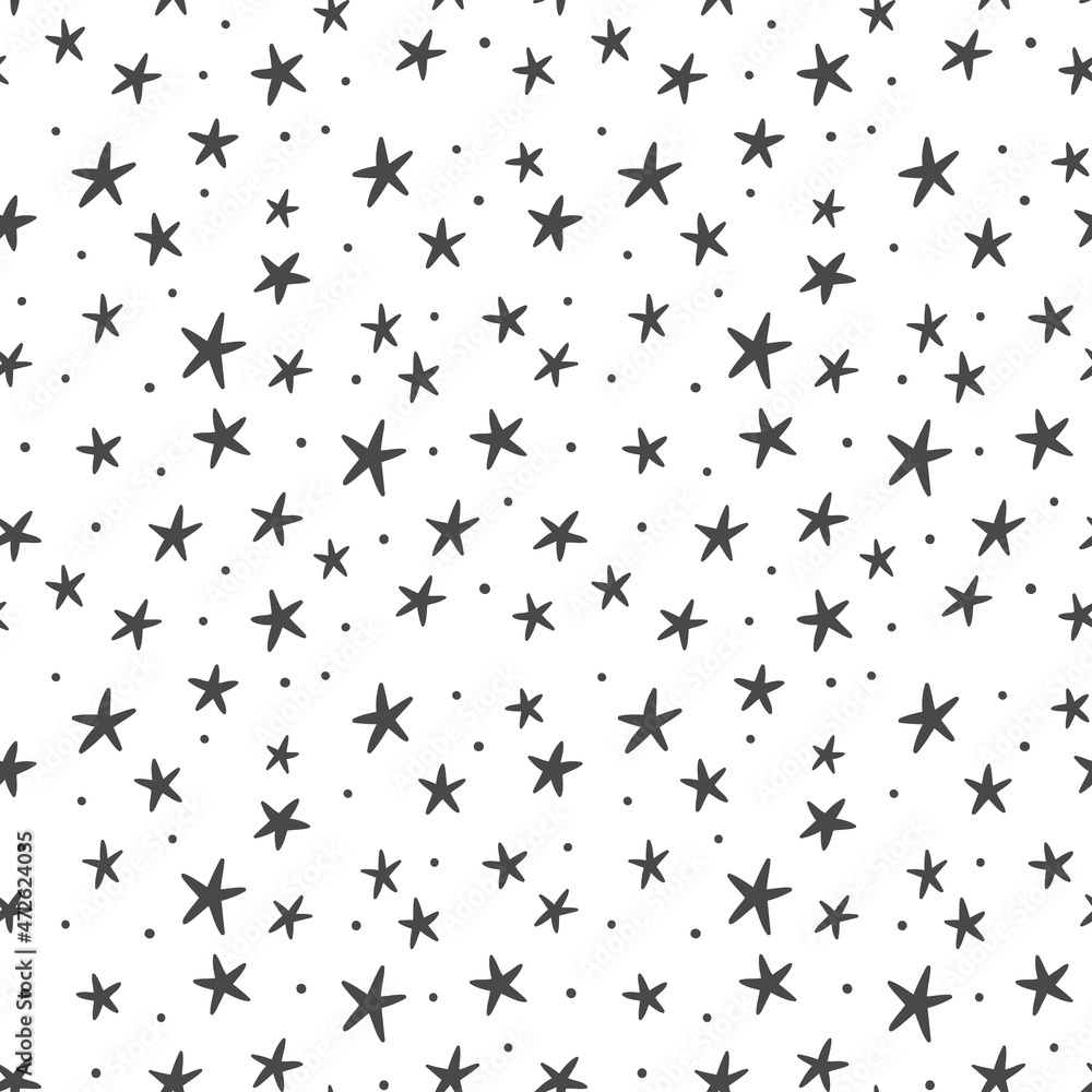 Vector seamless pattern with Christmas, Birthday party stars