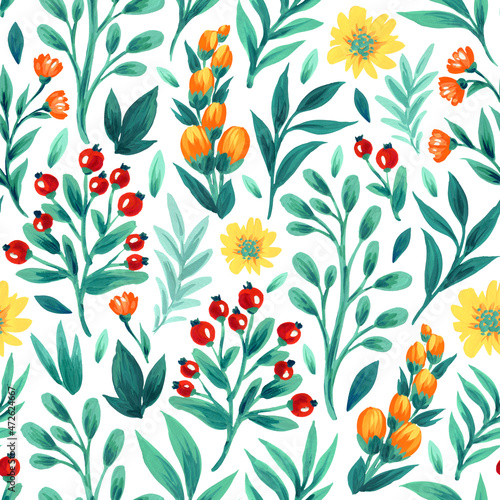Seamless floral pattern. Design for wallpaper  fabric  wrapping paper  cover and more.