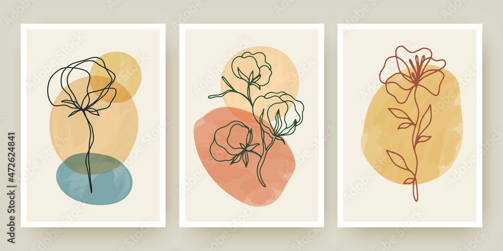 Botanical wall art posters vector templates set Botanical wall art posters vector templates set