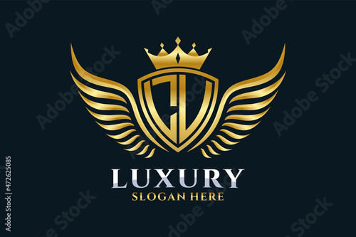 Luxury royal wing Letter LU crest Gold color Logo vector, Victory logo, crest logo, wing logo, vector logo template.