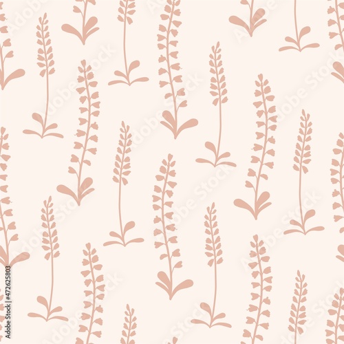 Field herbs. Delicate pink pattern. Summer design. TREND COLORS