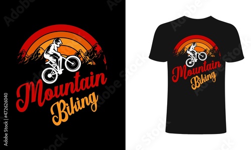 Mountain Biking typography for clothes. Graphics for the print products, t-shirt, vintage sports apparel. Vector illustration, fashion, badge.