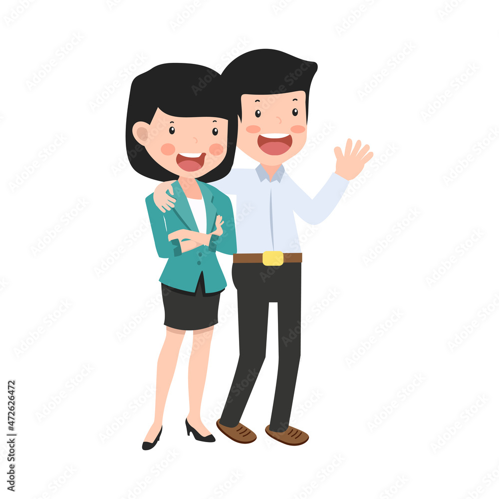 Businessman and Businesswoman Couple flat design cartoon Businessman and Businesswoman Couple flat design cartoon