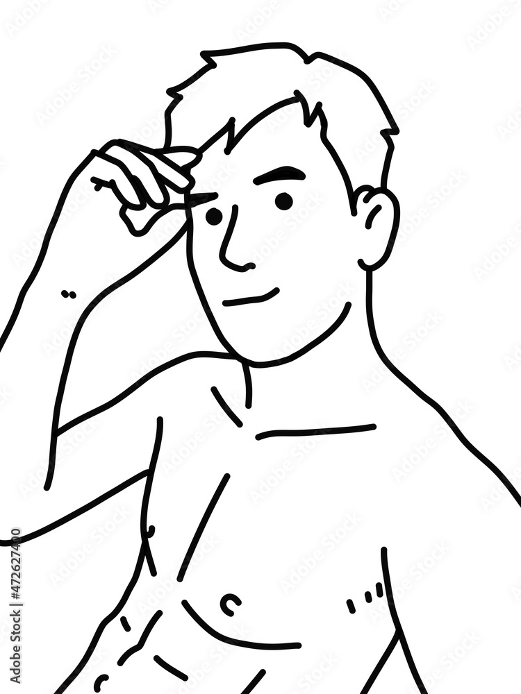 Obraz premium black and white of cute man for coloring
