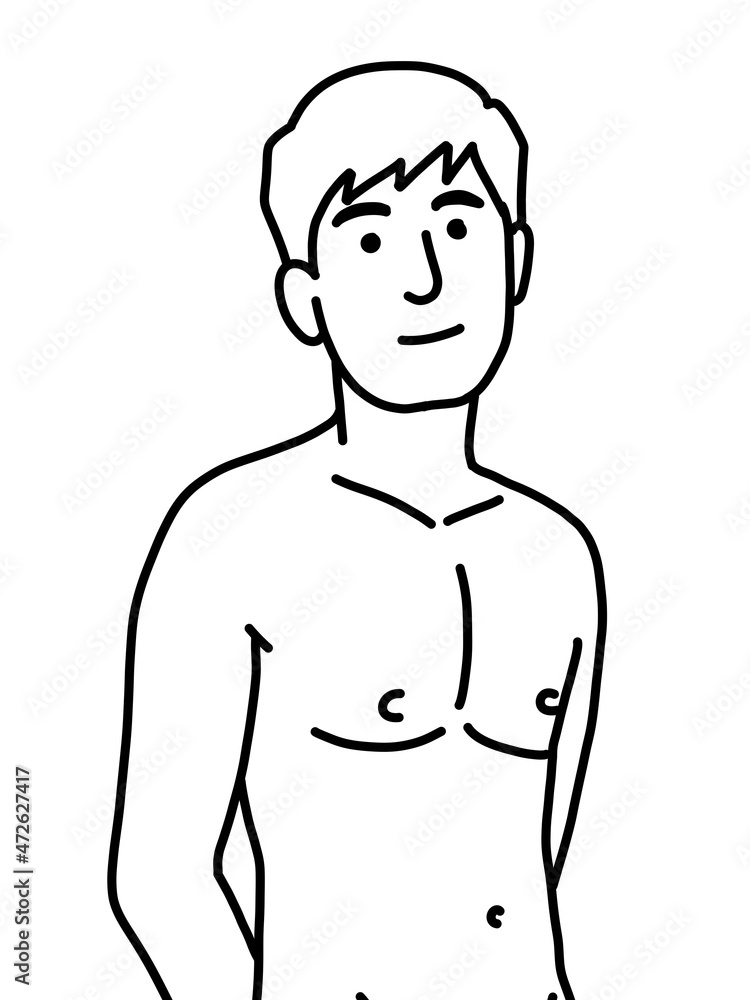 Fototapeta premium black and white of cute man for coloring