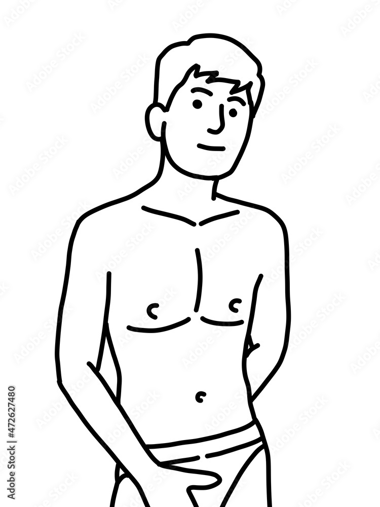 Fototapeta premium black and white of cute man for coloring