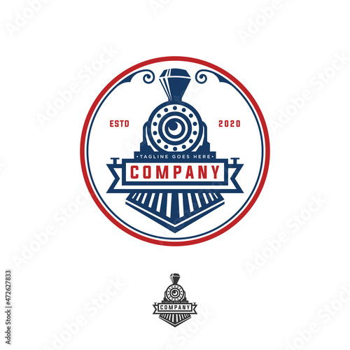 Locomotive logo vintage emblem isolated silhouette front view