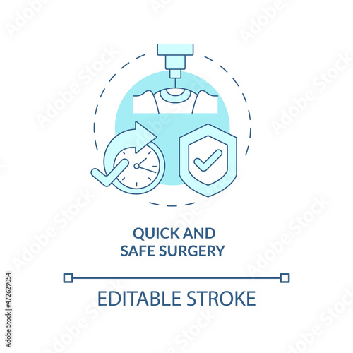 Quick and safe surgery blue concept icon. Most effective procedure. Convenience of laser eye surgery abstract idea thin line illustration. Vector isolated outline color drawing. Editable stroke