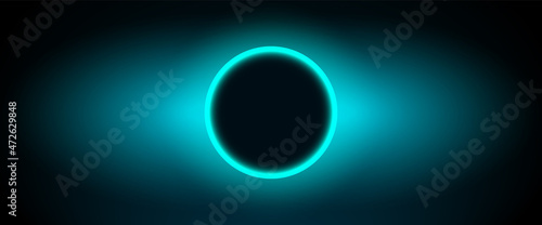 Neon Blue circle technology background concept.