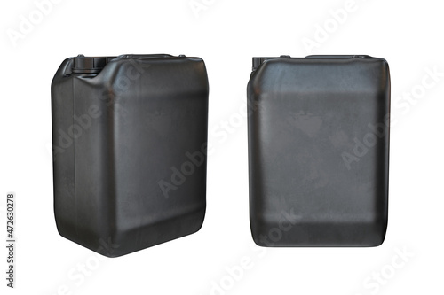 Plastic canister two types of black on a white background, 3d render
