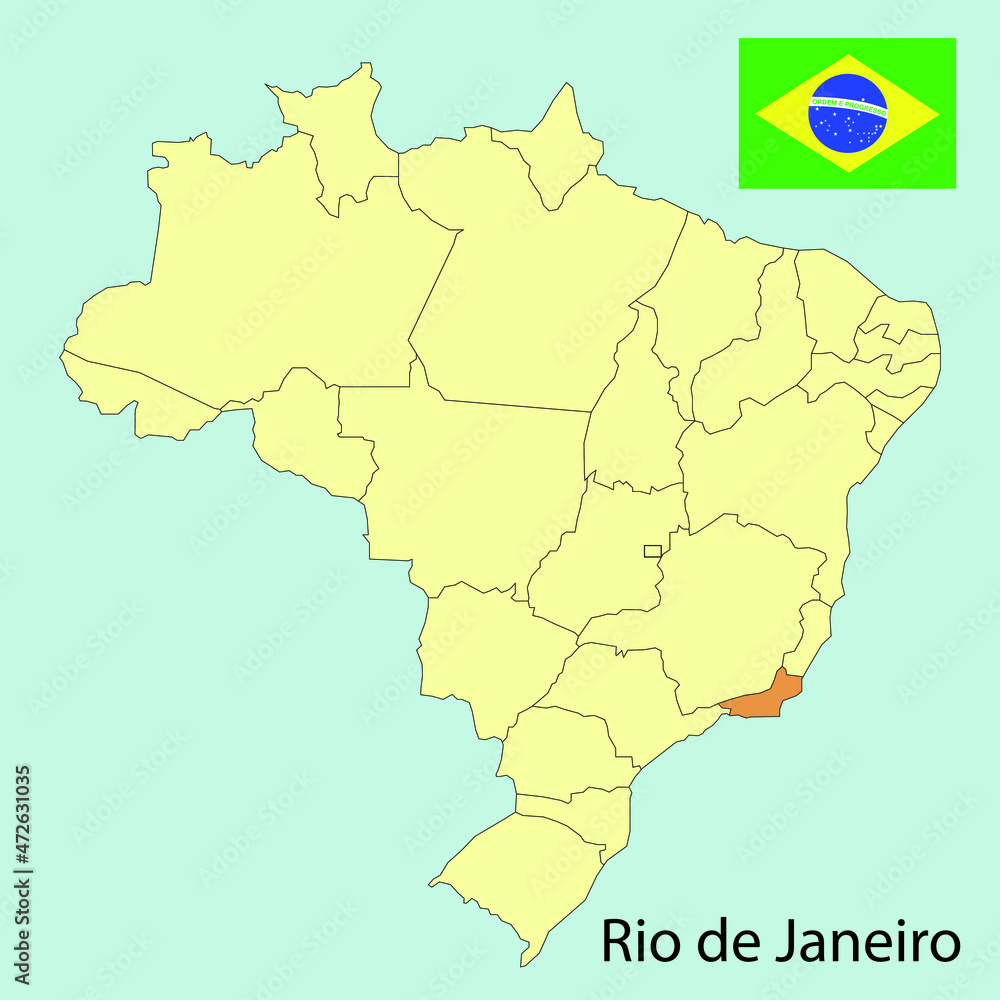 brazil map, rio de janeiro, vector illustration brazil map, rio de janeiro, vector illustration