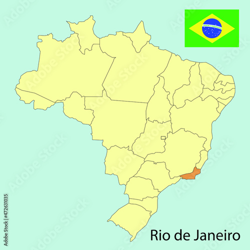 brazil map  rio de janeiro  vector illustration 