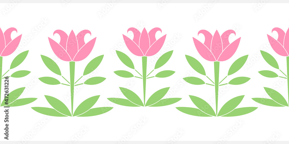 Lotus flower seamless border isolated. Vector stock illustration. EPS 10