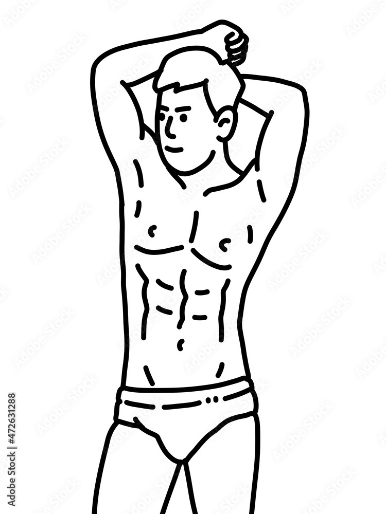 Fototapeta premium black and white of cute man for coloring