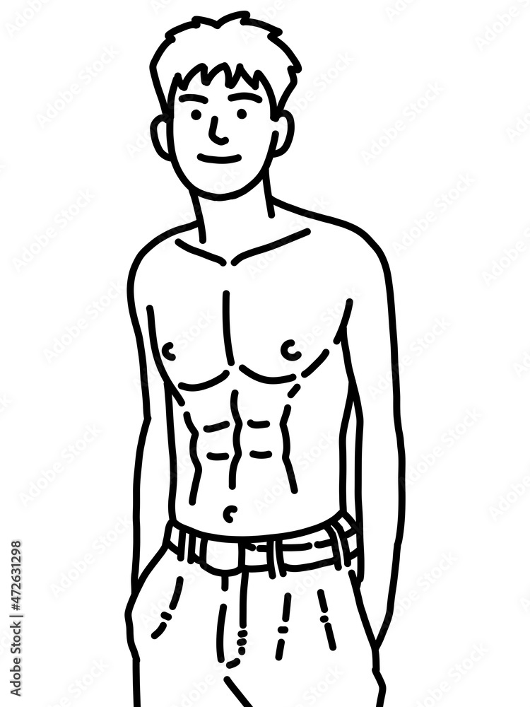 Fototapeta premium black and white of cute man for coloring