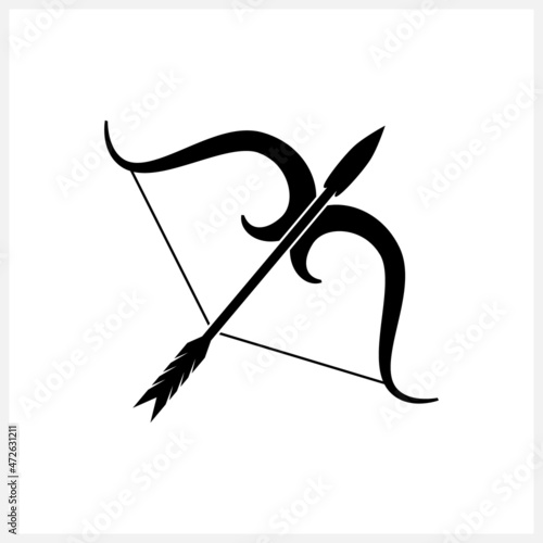 Bow with arrow icon isolated. Valentines Day. Cupid Bow And Arrow. Love symbol. Vector stock illustration. EPS 10