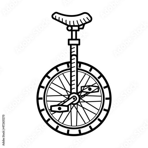 Unicycle coloring page for kids. Monowheel bicycle