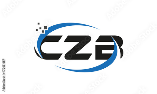 dots or points letter CZB technology logo designs concept vector Template Element