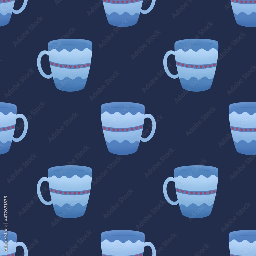 christmas pattern with cute cups christmas pattern with cute cups