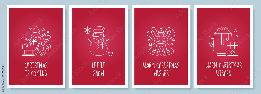 Celebrate Christmas fest postcard with linear glyph icon set. Greeting card with decorative vector design. Simple style poster with creative lineart illustration. Flyer with holiday wish Celebrate Christmas fest postcard with linear glyph icon set. Greeting card with decorative vector design. Simple style poster with creative lineart illustration. Flyer with holiday wish
