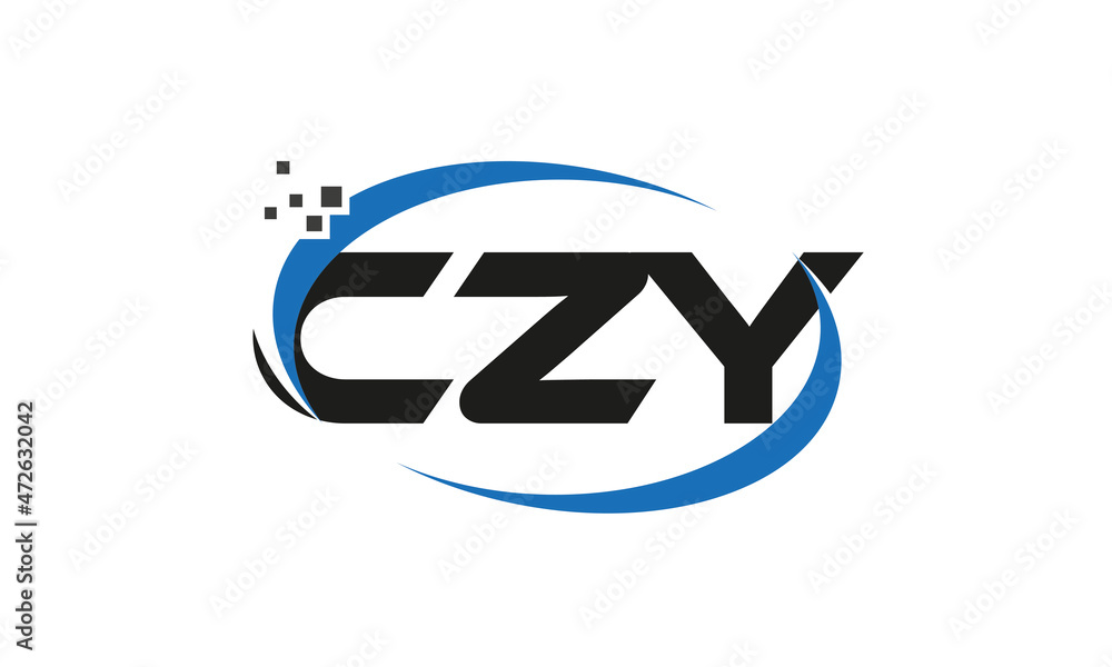 dots or points letter CZY technology logo designs concept vector Template Element
