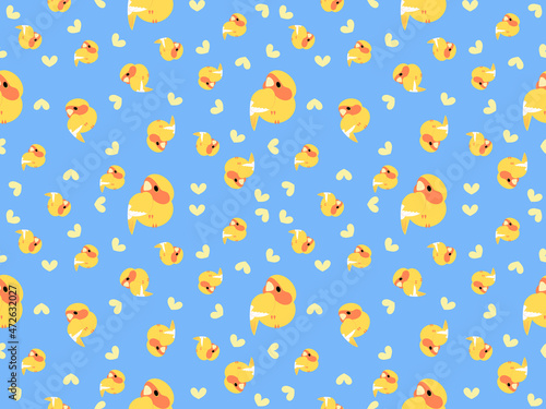 bird cartoon character seamless pattern  on blue background