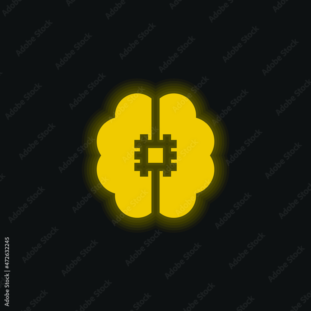 Fototapeta premium Artificial Intelligence yellow glowing neon icon