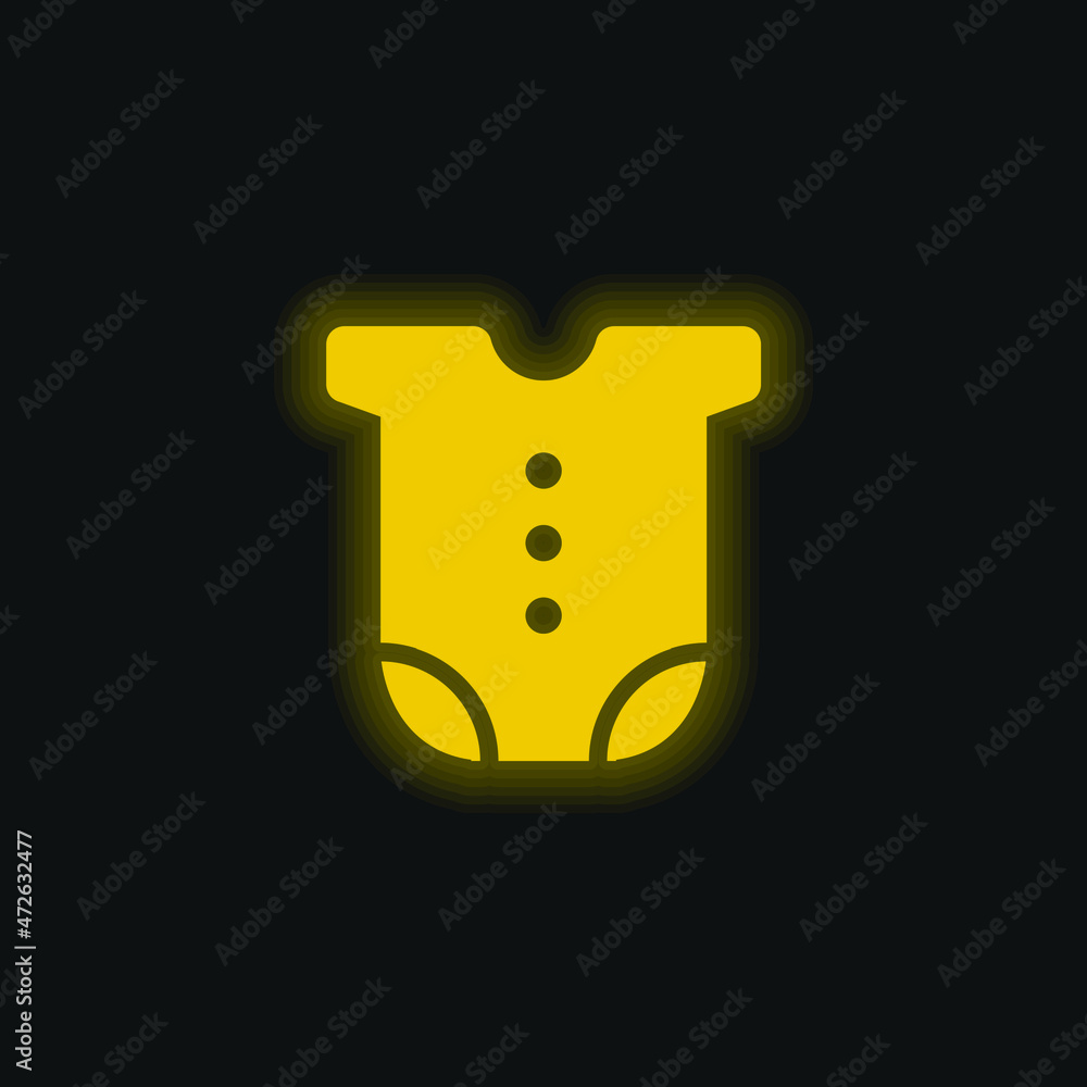Baby Clothes yellow glowing neon icon Baby Clothes yellow glowing neon icon