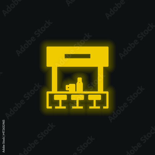 Bar yellow glowing neon icon