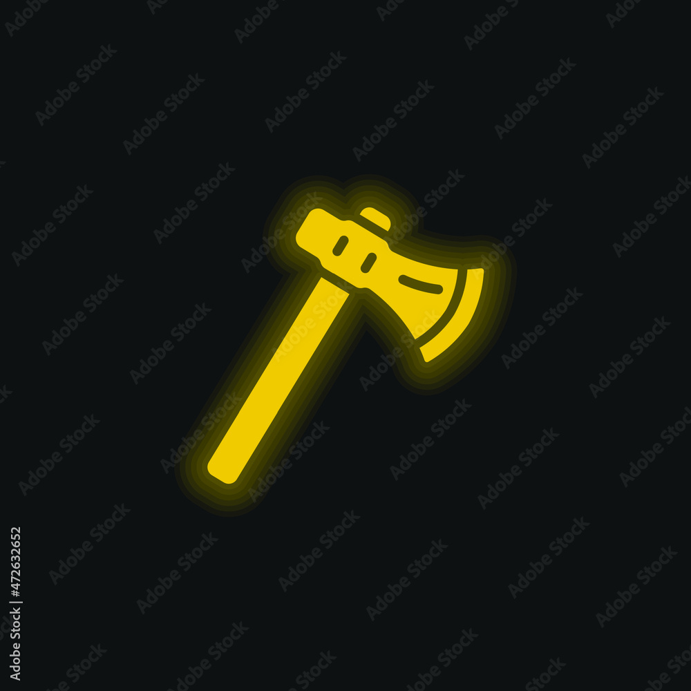 Axe yellow glowing neon icon Axe yellow glowing neon icon