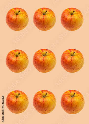 collage of apples on pink 