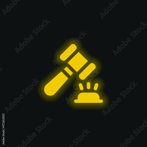 Auction yellow glowing neon icon