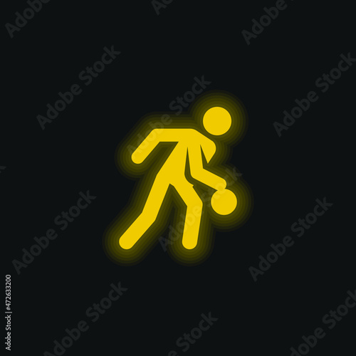 Basketball Player yellow glowing neon icon