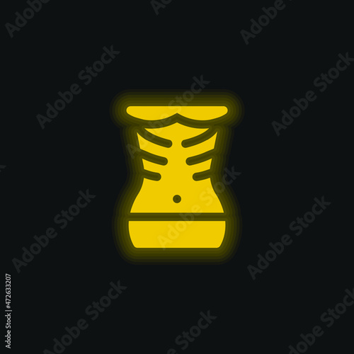 Anorexia yellow glowing neon icon