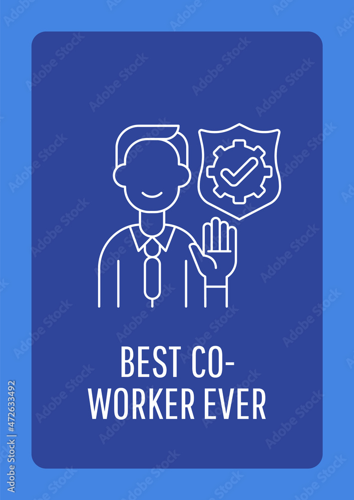Coworker appreciation postcard with linear glyph icon. Employee awards. Greeting card with decorative vector design. Simple style poster with creative lineart illustration. Flyer with holiday wish Coworker appreciation postcard with linear glyph icon. Employee awards. Greeting card with decorative vector design. Simple style poster with creative lineart illustration. Flyer with holiday wish