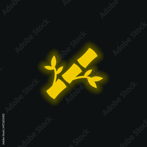 Bamboo yellow glowing neon icon