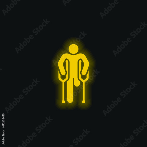 Amputee yellow glowing neon icon