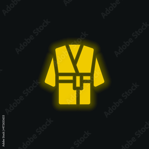 Bathrobe yellow glowing neon icon