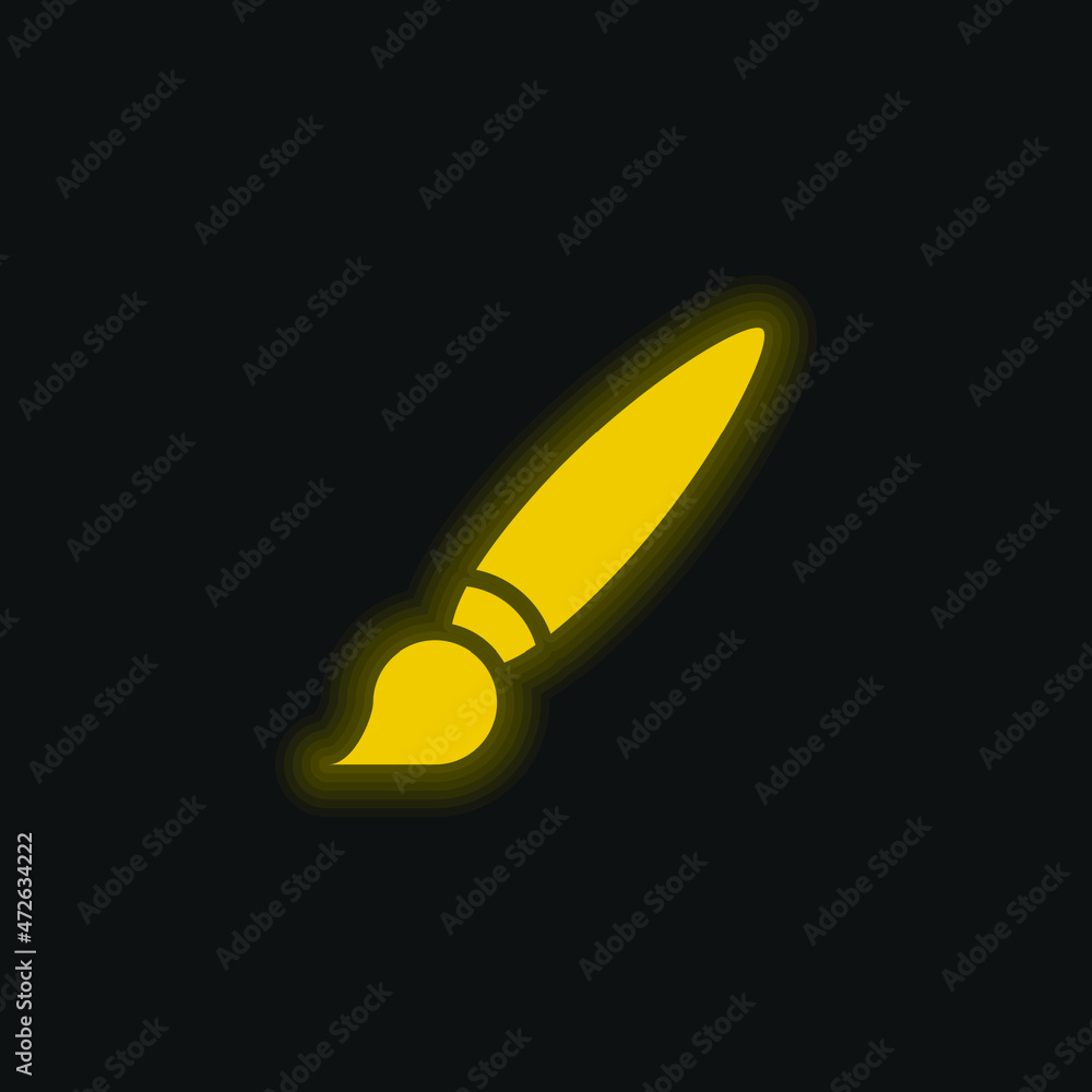 Big Paint Brush yellow glowing neon icon Big Paint Brush yellow glowing neon icon