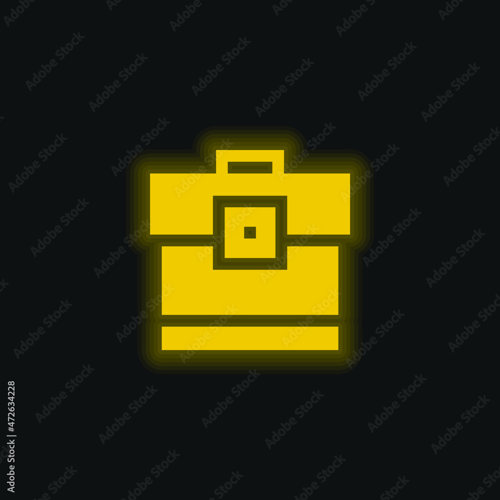 Fototapeta premium Briefcase yellow glowing neon icon