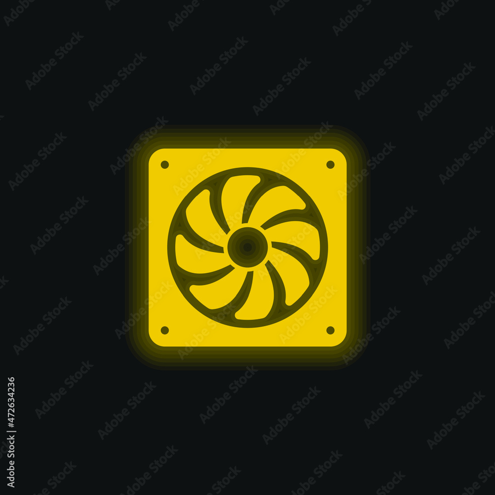 Big Electric Fan yellow glowing neon icon Big Electric Fan yellow glowing neon icon