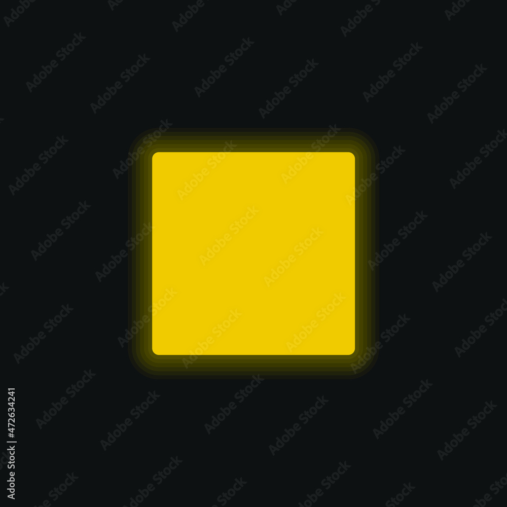 Black Square Shape yellow glowing neon icon Black Square Shape yellow glowing neon icon