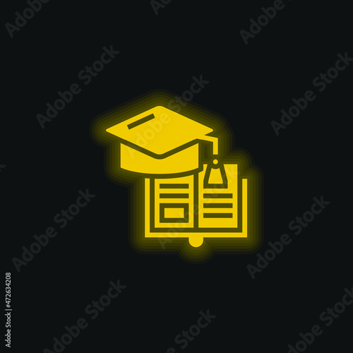 Book yellow glowing neon icon