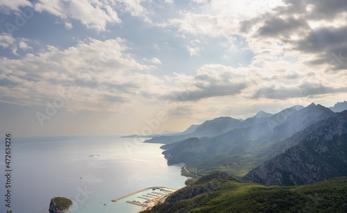 Elevated view of a dramatic mountainous coastline photo