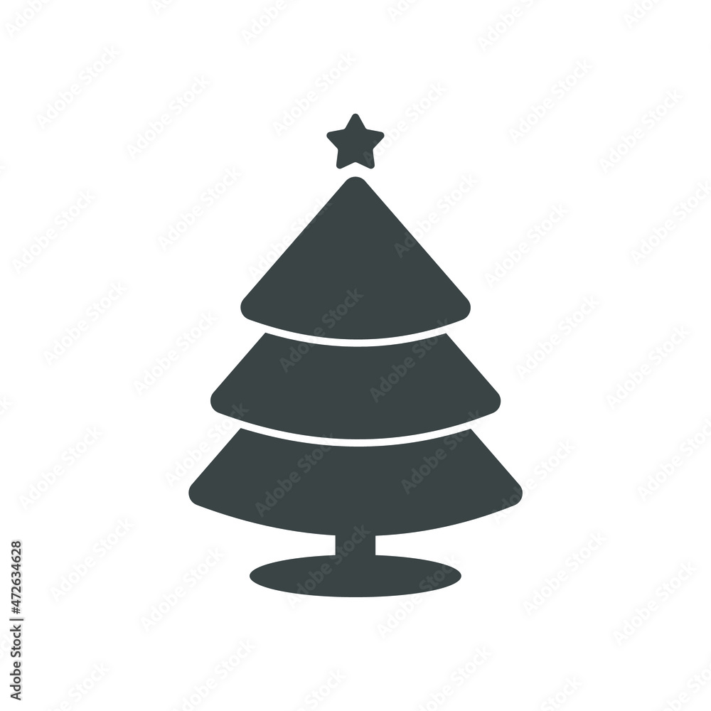 simple christmas tree icon on white background simple christmas tree icon on white background