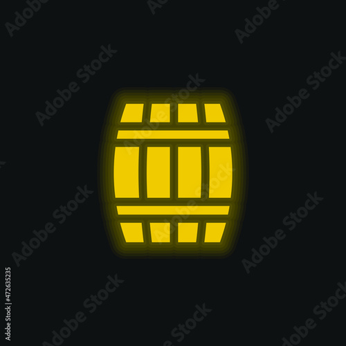 Barrel yellow glowing neon icon